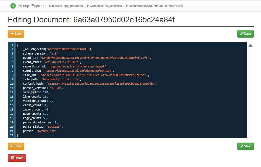 Mongo Express - Task 6 replay metadata